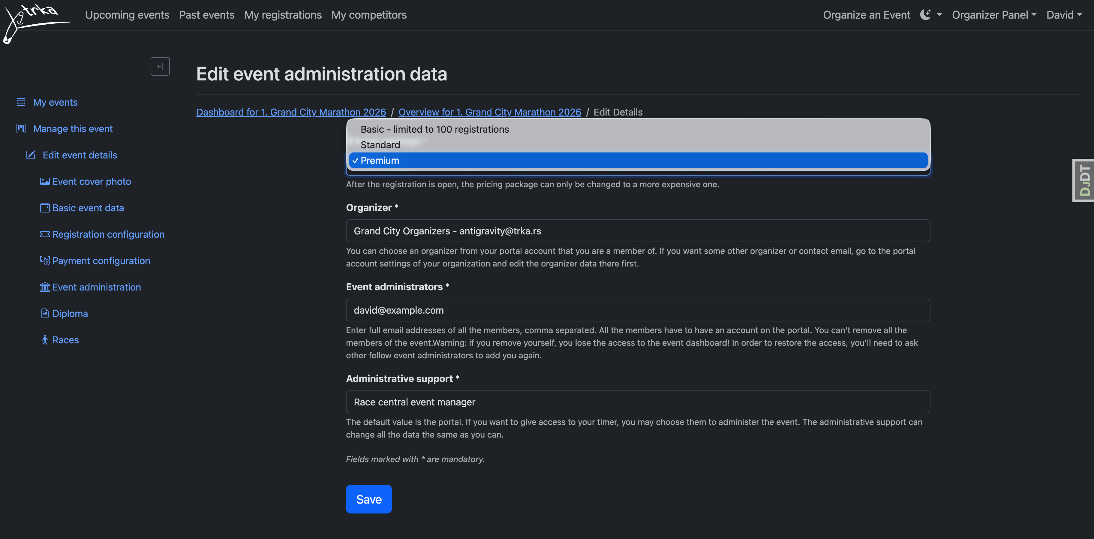 Custom Event Settings